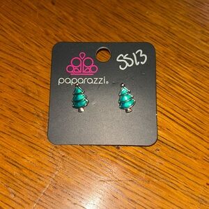 Green Christmas tree earrings